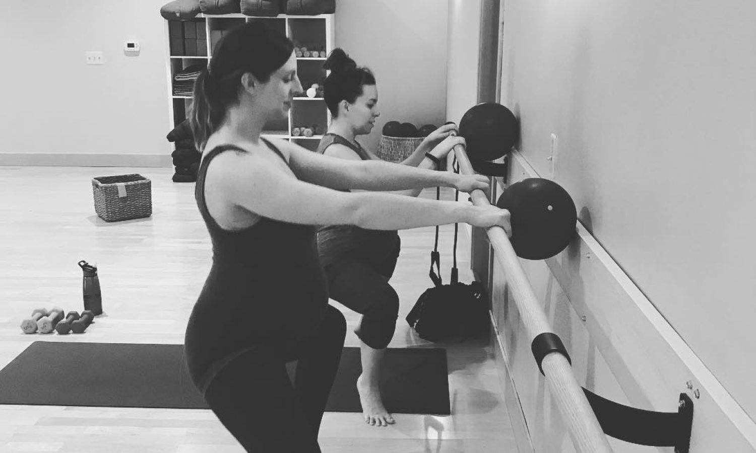 Just a couple pregnant mamas working those squats! Get it mama! #pregnant #prenatal #moms #mission #bellies #babies #community #connection #selflove #selfcare #prenatalyoga #barre #healthy #mama #momlife